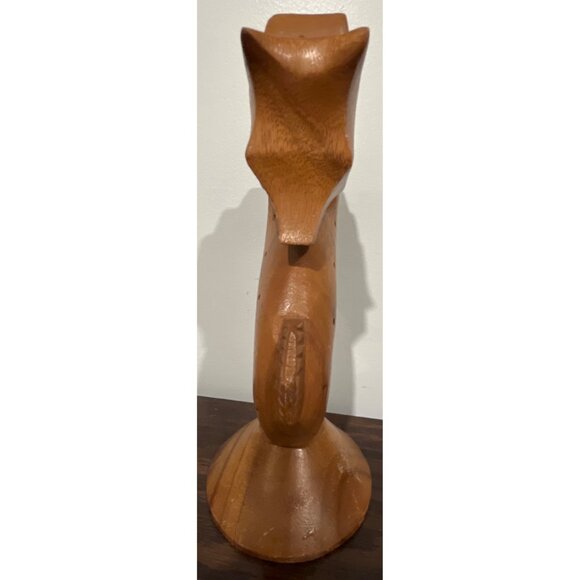 VTG MCM Hand-Carved Wooden Seahorse Toothpick Holder Appetizer Monkey Pod Wood - Picture 2 of 9